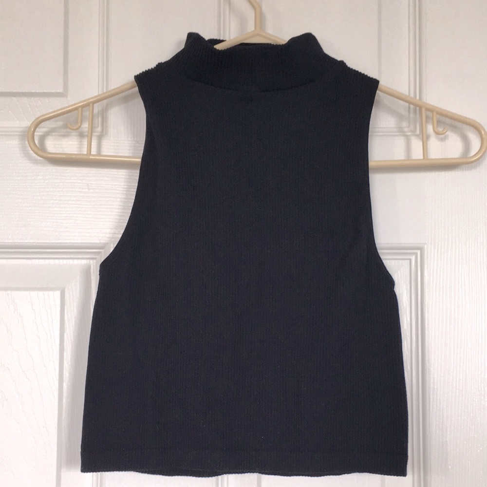 NWOT Zara Cropped Sleeveless Mock Neck Top